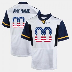 Men's West Virginia Mountaineers NCAA #00 Custom White Authentic Nike US Flag Fashion Stitched College Football Jersey RW15A34KL